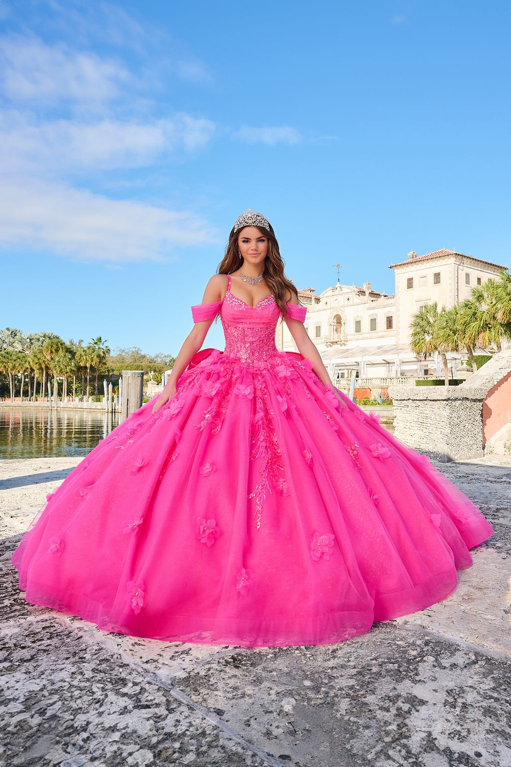Quinceniera Dresses Long Sequin Ball Gown Quinceanera Dress Hot Pink