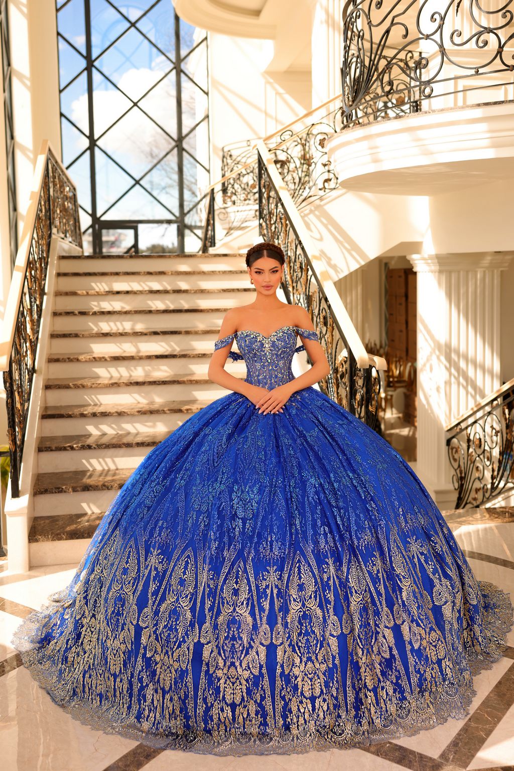 Quinceniera Dresses Long Glitter Sweet 16 Quinceanera Dress Royal Blue