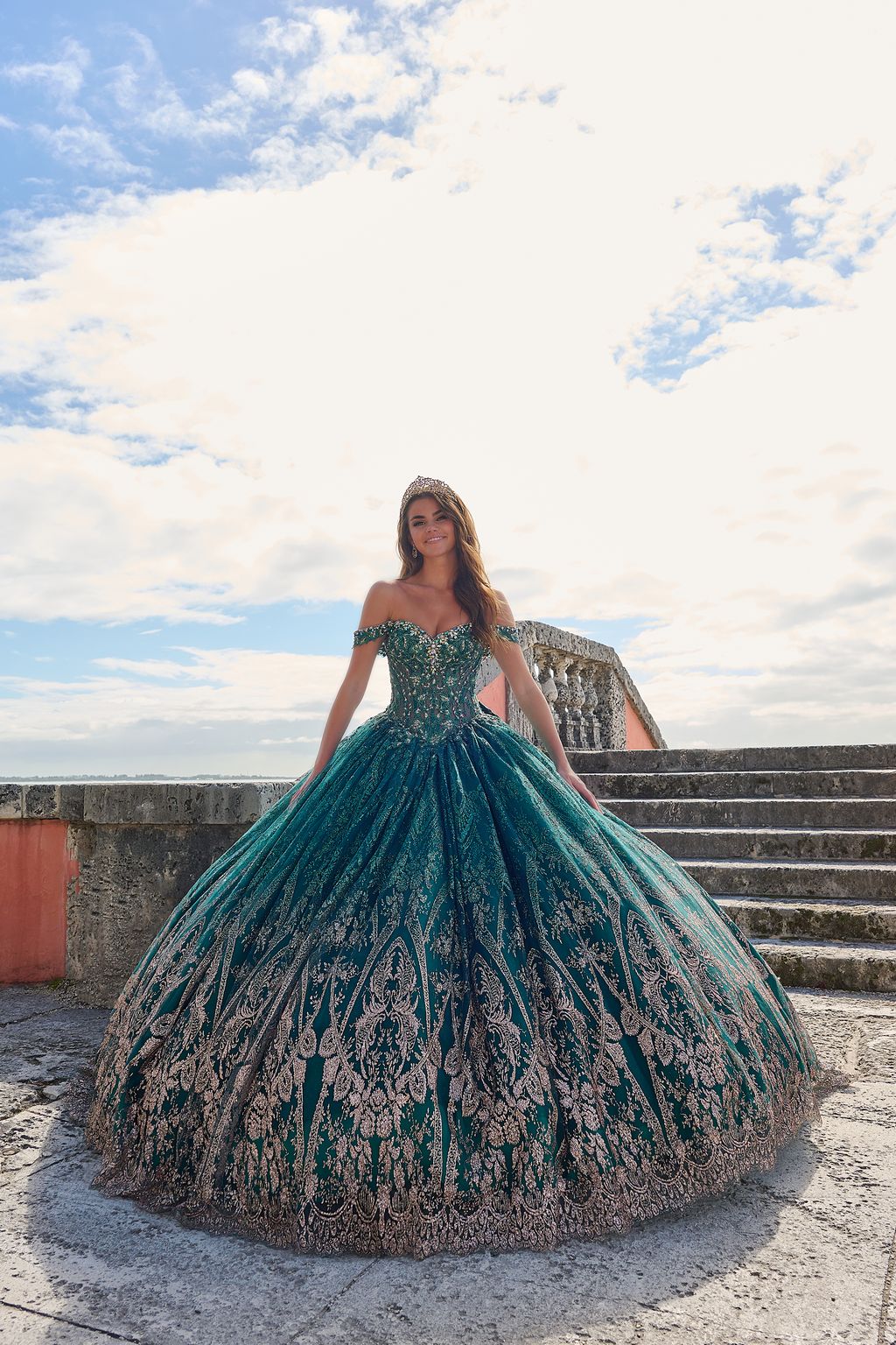 Amarra 54210 Long Glitter Applique Sweet 16 Quinceanera Dress