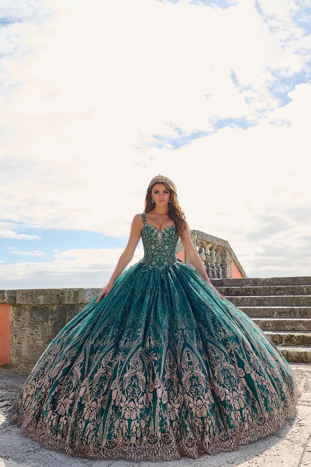 Amarra 54210 Long Glitter Applique Sweet 16 Quinceanera Dress