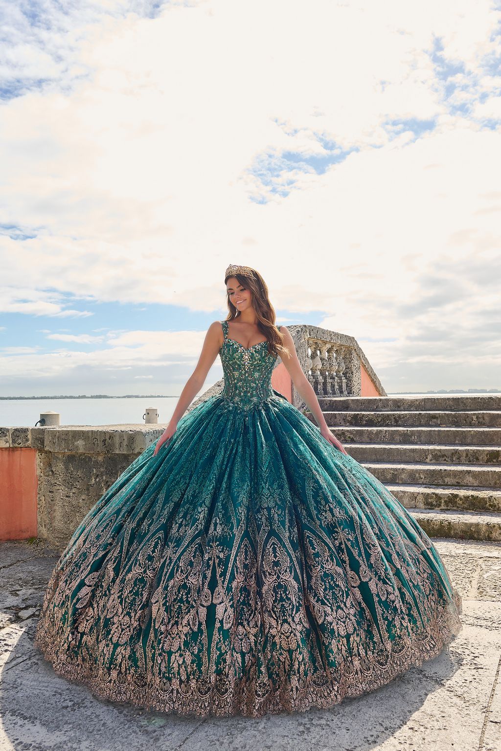 Amarra 54210 Long Glitter Applique Sweet 16 Quinceanera Dress
