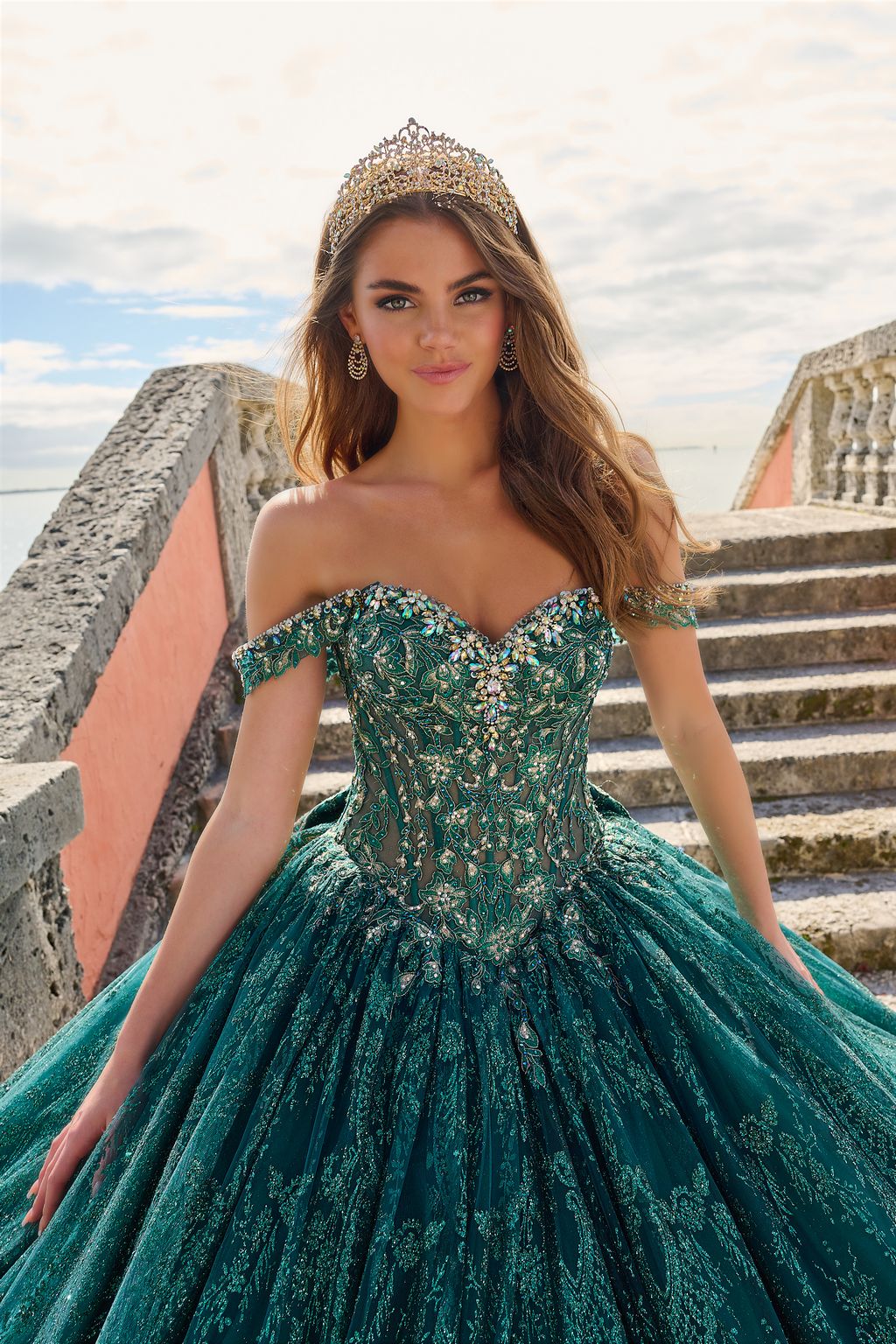 Amarra 54210 Long Glitter Applique Sweet 16 Quinceanera Dress