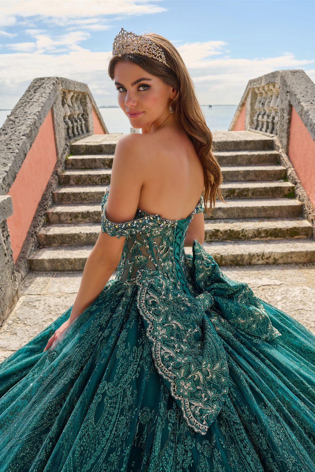 Amarra 54210 Long Glitter Applique Sweet 16 Quinceanera Dress
