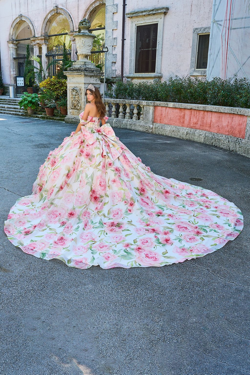 Quinceniera Dresses Floral Ball Gown Long Quinceanera Dress Rose