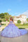 Quinceniera Dresses Long 3D Floral Glitter Ball Gown Quinceanera Dress Lilac/Light Blue