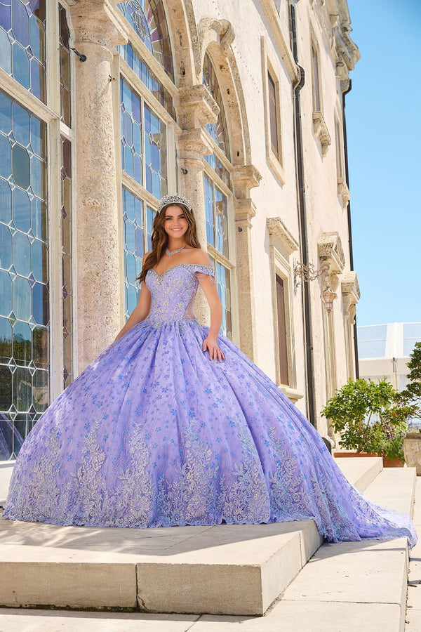 Amarra 54220 Floral Glitter Long Ball Gown Quinceanera Dress