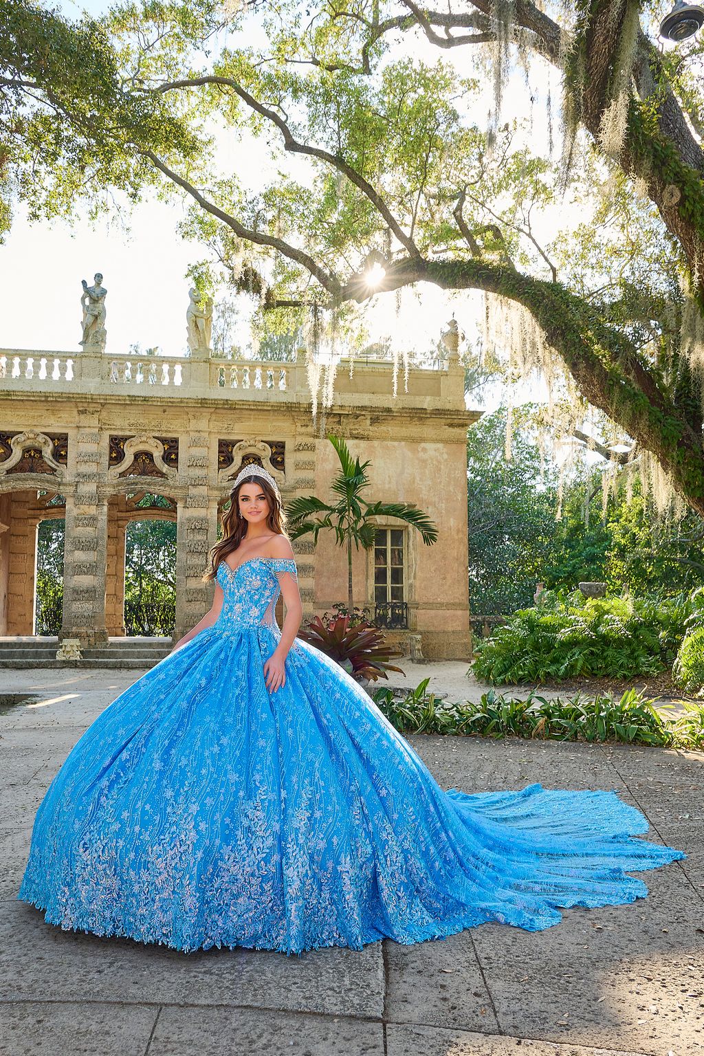 Amarra 54220 Floral Glitter Long Ball Gown Quinceanera Dress