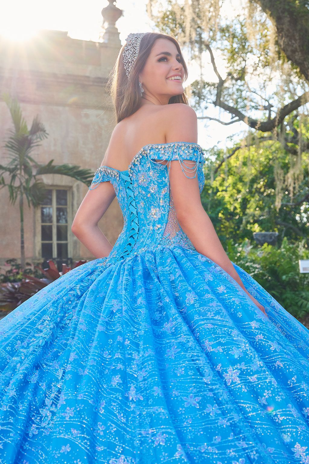 Amarra 54220 Floral Glitter Long Ball Gown Quinceanera Dress - Lilac / 12 Amarra 54220 Floral Glitter Long Ball Gown Quinceanera Dress - Lilac / 12