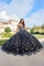 Quinceniera Dresses Beaded A Line Long Ball Gown Quinceanera Dress Black