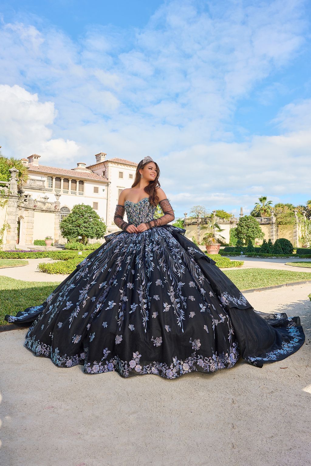 Amarra 54222 Beaded A Line Long Ball Gown Glitter Quinceanera Dress