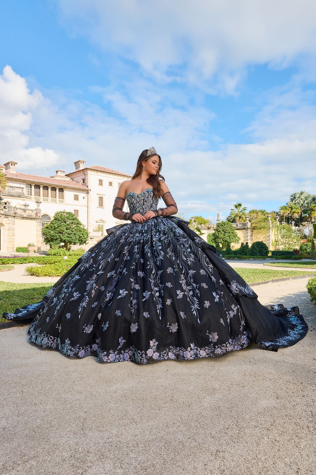 Amarra 54222 Beaded A Line Long Ball Gown Glitter Quinceanera Dress