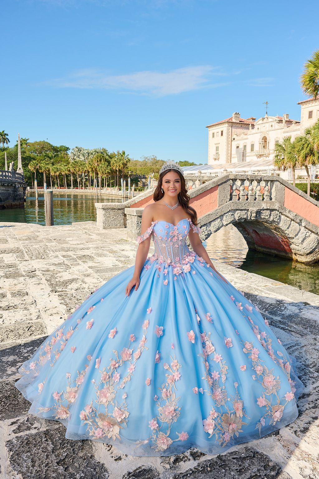 Quinceniera Dresses Beaded Ball Gown Long Quinceanera Dress Light Blue