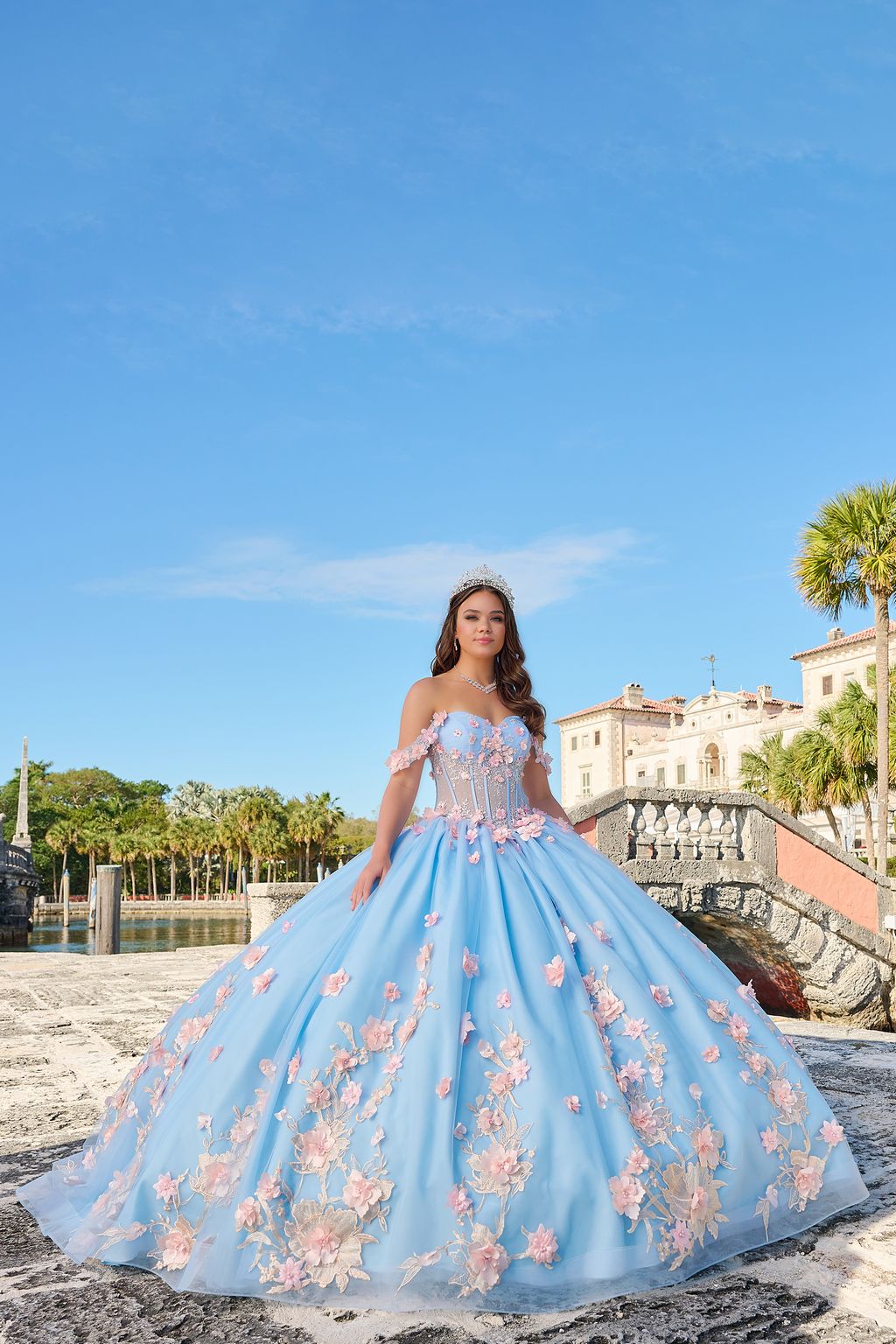 Quinceniera Dresses Beaded Ball Gown Long Quinceanera Dress Light Blue