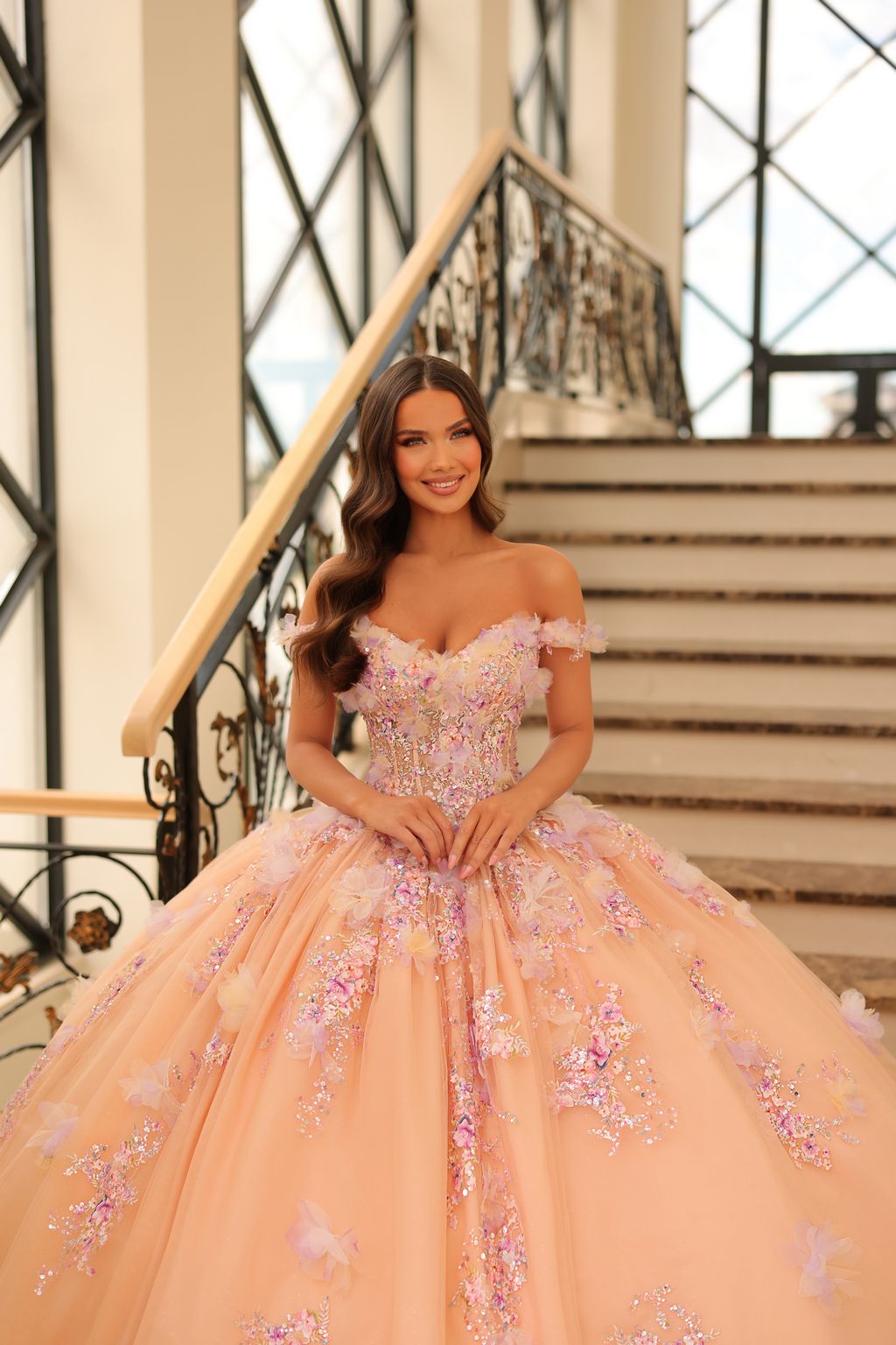 Amarra 54228 Long 3D Floral Applique Ball Gown Quinceanera Dress