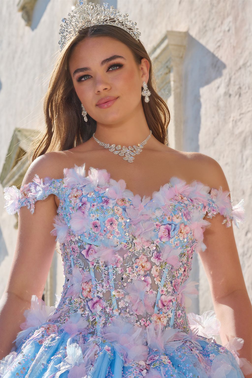 Amarra 54228 Long 3D Floral Applique Ball Gown Quinceanera Dress