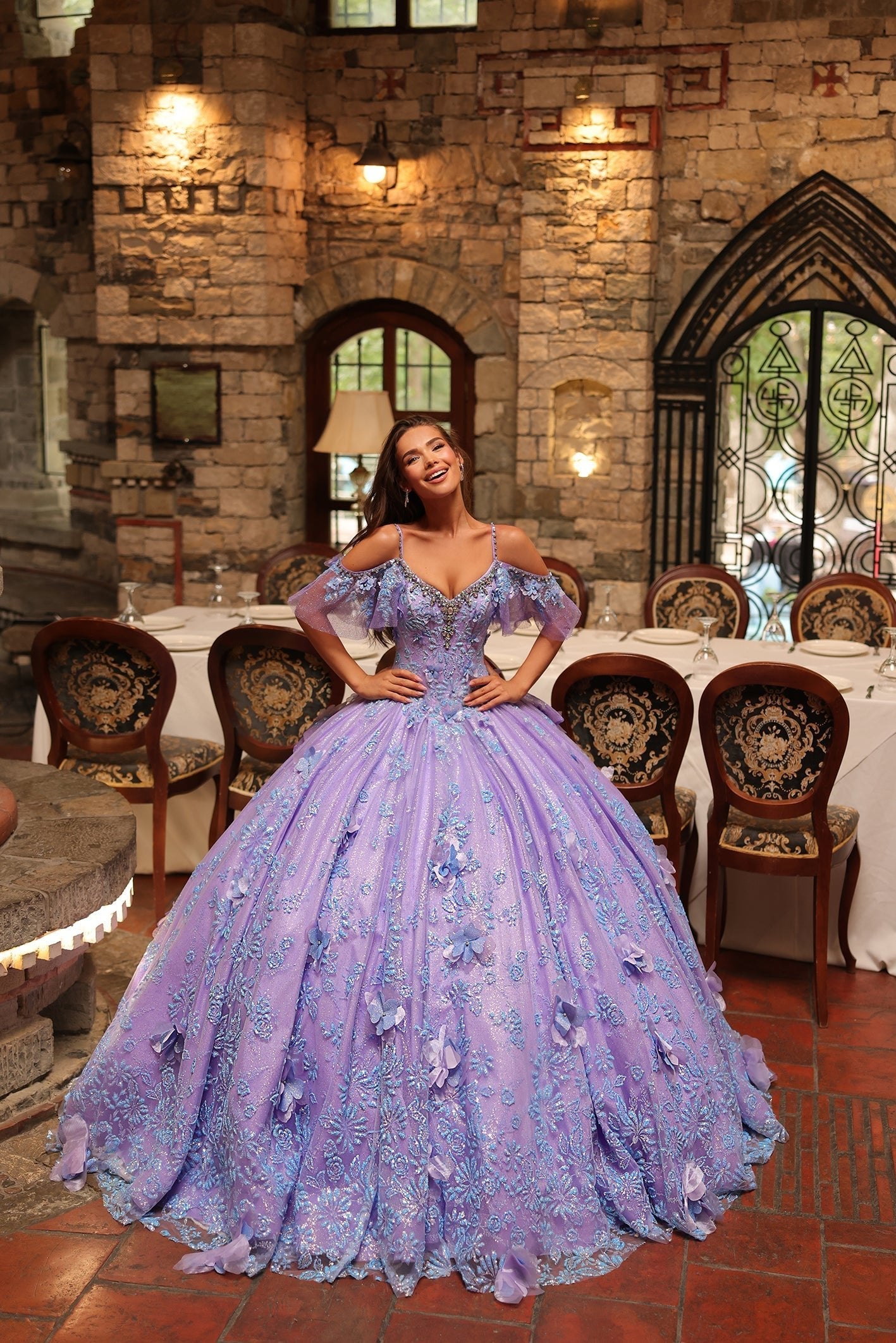 Amarra 54229 Long Glitter Ball Gown Quinceanera Dress