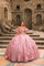 Quinceanera Dresses Long Glitter Ball Gown Quinceanera Dress Rose Gold