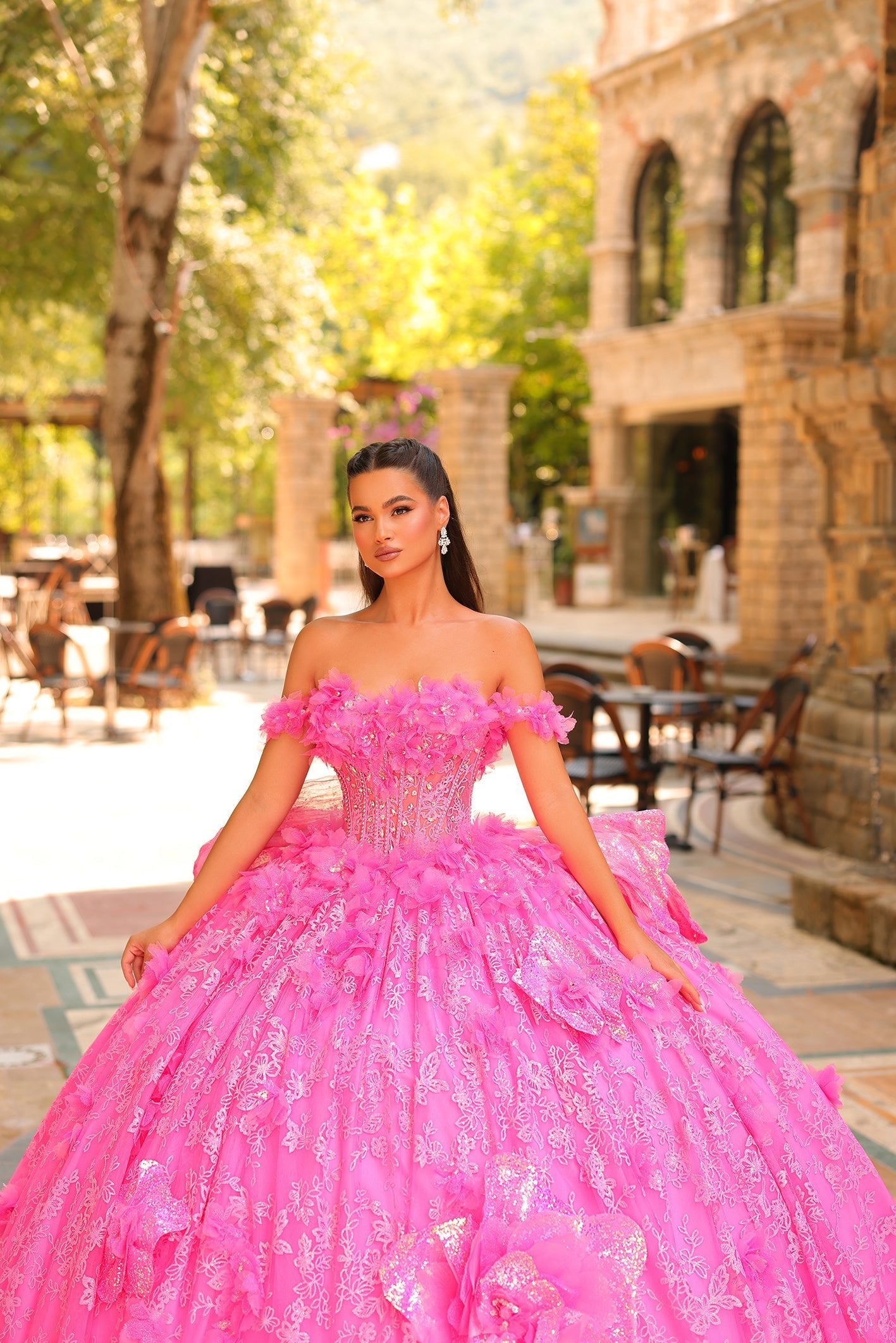 Fuchsia Amarra 54233 Long Ball Gown Glitter Quinceanera Dress for $1498 ...