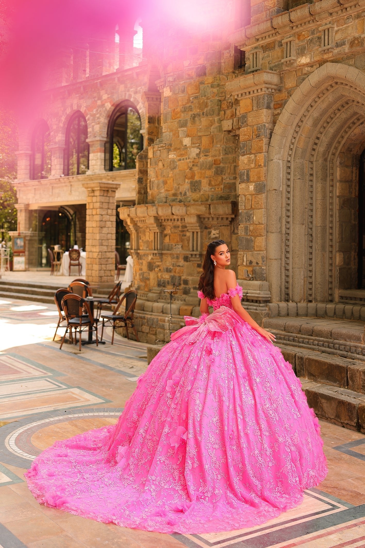 Fuchsia Amarra 54233 Long Ball Gown Glitter Quinceanera Dress for $1498 ...