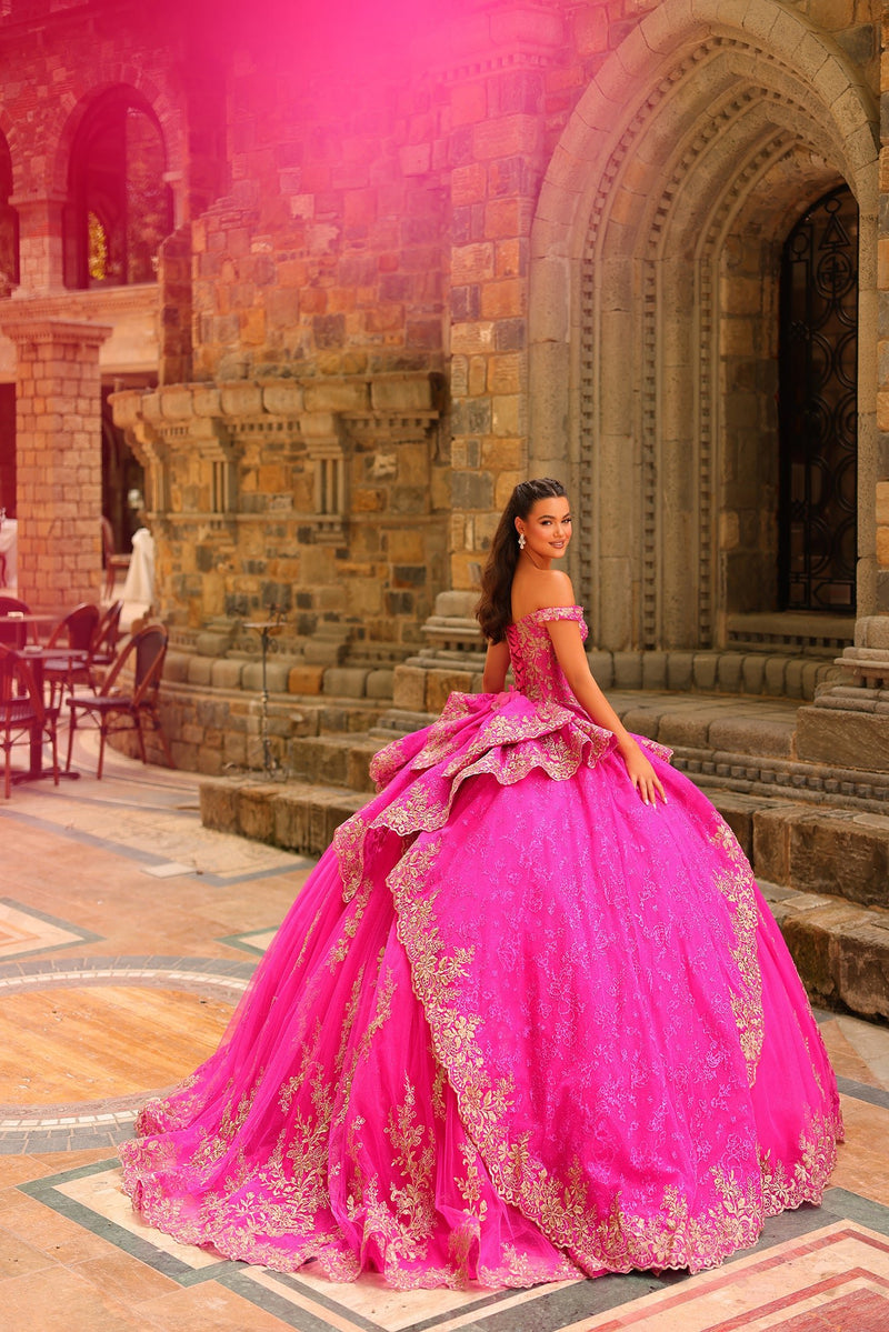 Amarra 54235 Long Ball Gown 3D Floral Quinceañera Dress