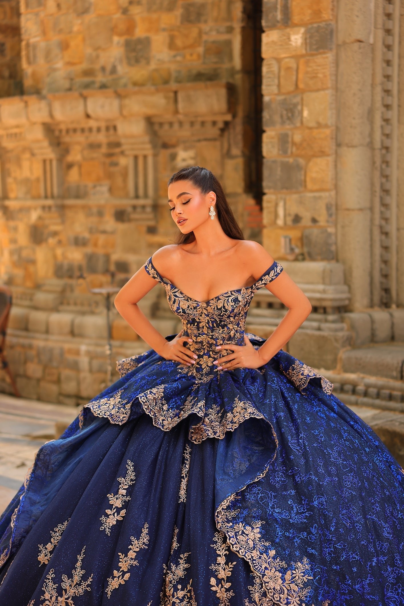 Amarra 54235 Long Ball Gown 3D Floral Quinceañera Dress