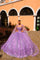 Quinceniera Dresses Floral Long Glitter Ball Gown Quinceanera Dress Lilac