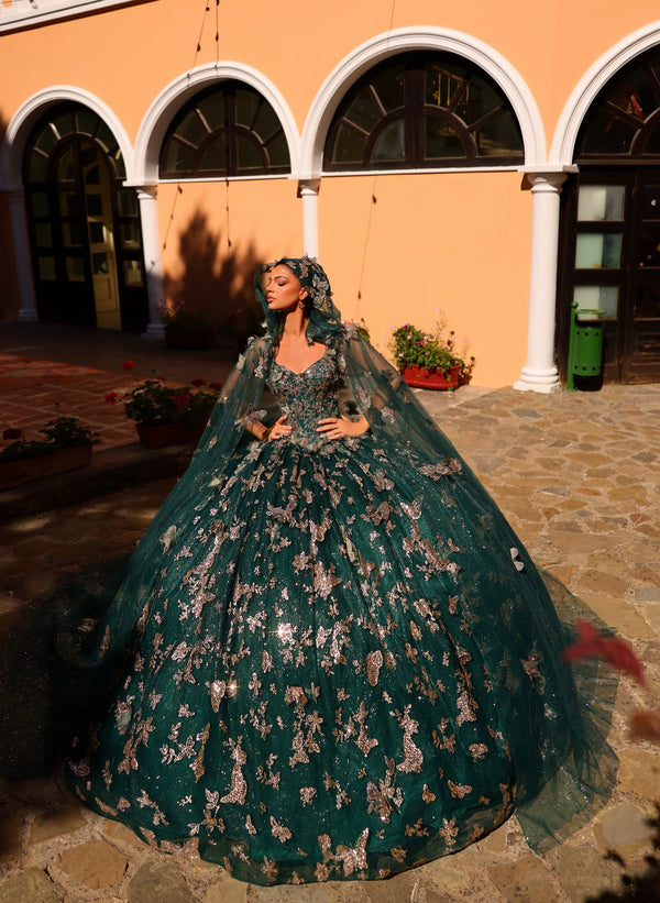 Amarra 54260 Quinceanera Dress Detachable Cape Long Ball Gown