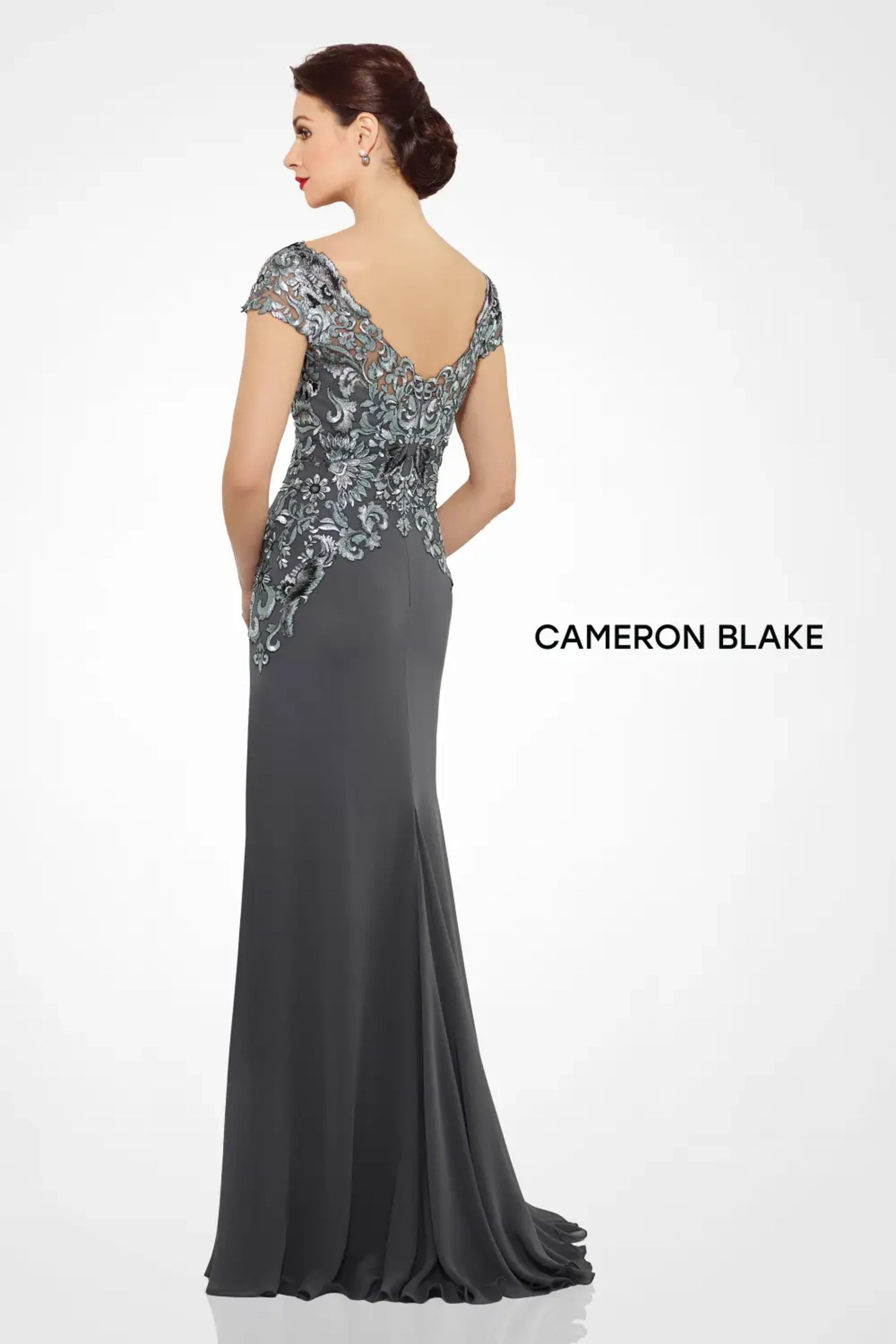Cameron Blake 216691 Long Mother of the Bride A Line Lace Formal Dress