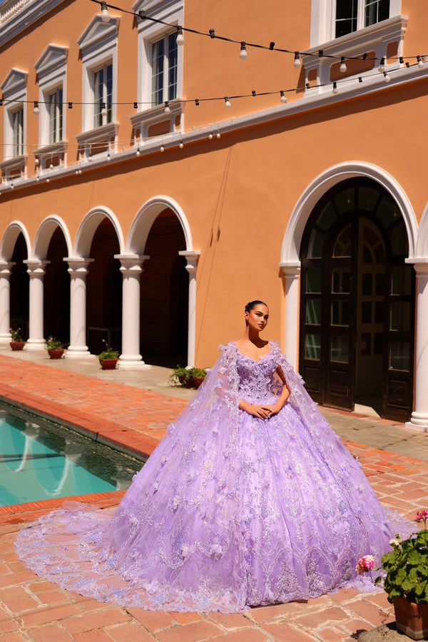 Amarra 54281 Long Quinceanera Dress Beaded 3D Floral Ball Gown