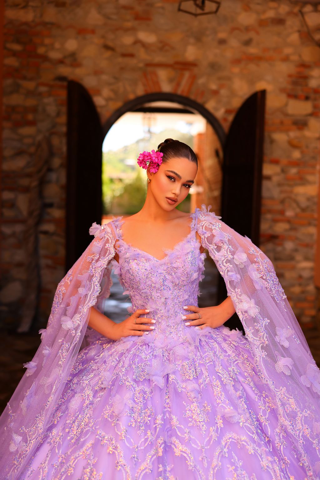 Amarra 54281 Long Quinceanera Dress Beaded 3D Floral Ball Gown