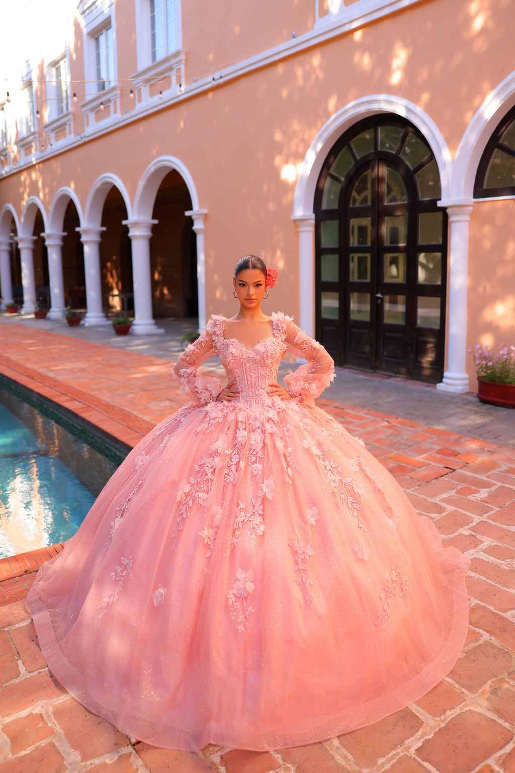 Amarra 54290 Long Ball Gown Glitter Quinceanera Dress