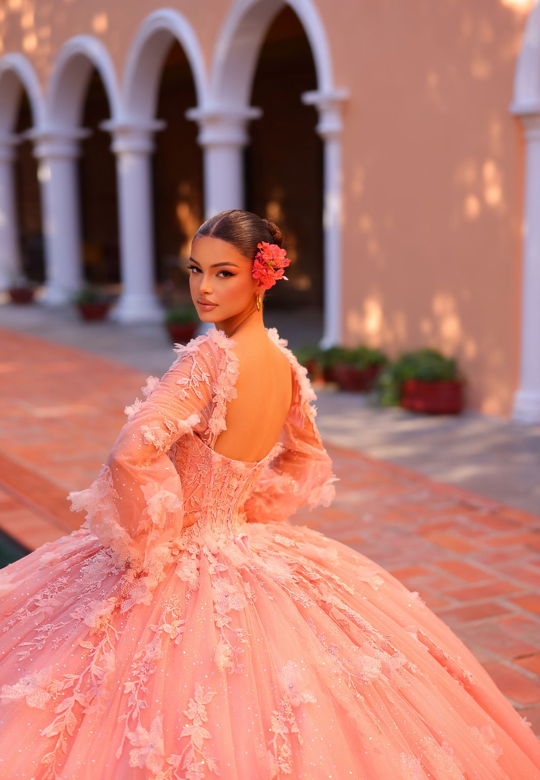 Quinceniera Dresses Long Ball Gown Glitter Quinceanera Dress Blush