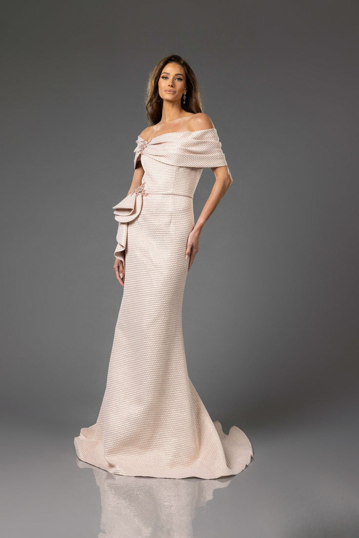 Formal Dresses Long Formal Metallic Evening Dress Rose Gold