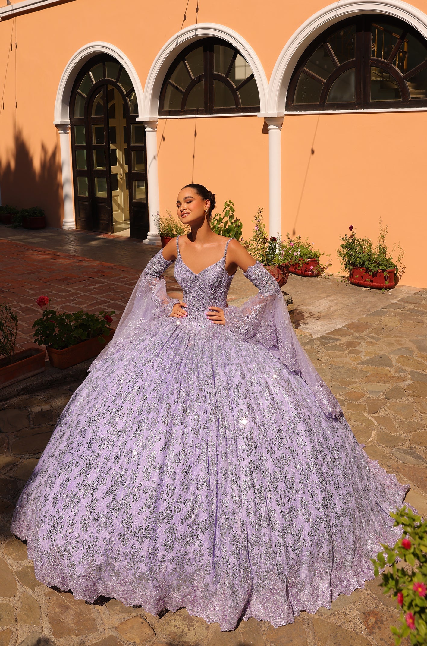 Quinceniera Dresses Long Glitter Ball Gown Quinceanera Dress Lilac