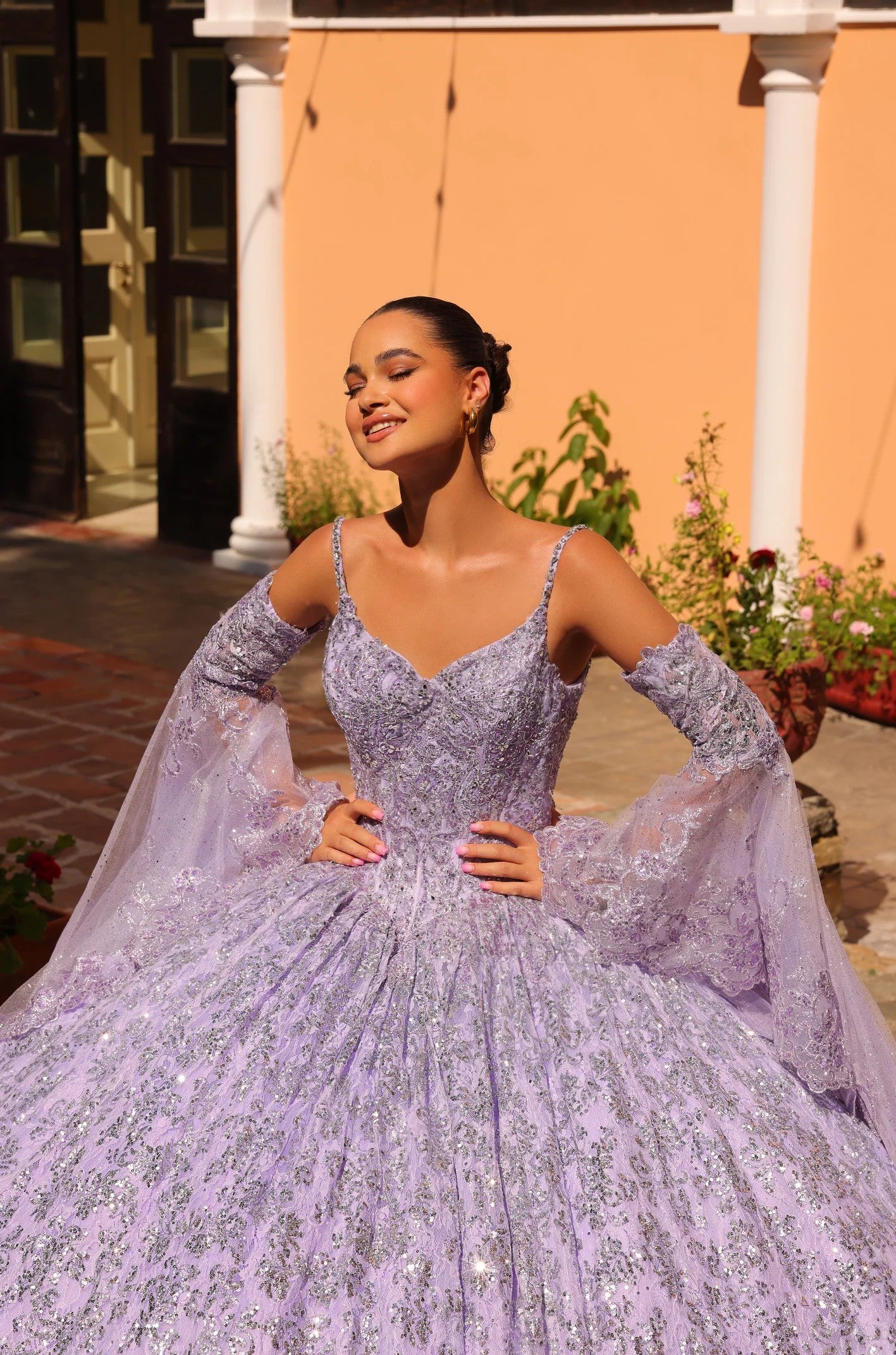 Quinceniera Dresses Long Glitter Ball Gown Quinceanera Dress Lilac