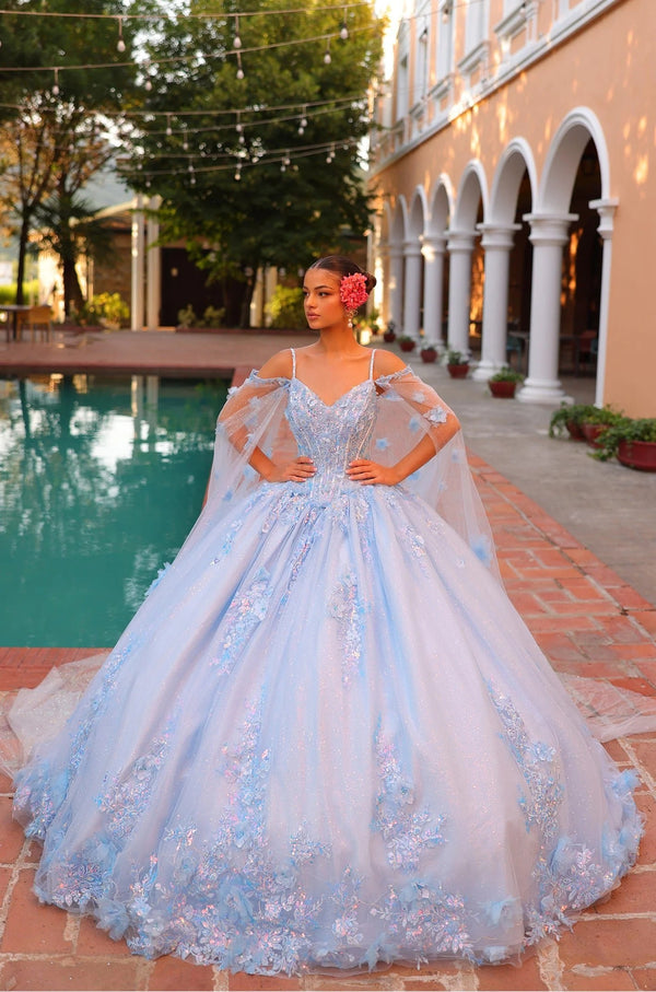 Amarra 54306 Floral 3D Long Ball Gown Quinceanera Dress