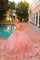Quinceniera Dresses 3D Floral Applique Long Detachable Cape Quinceanera Dress Blush