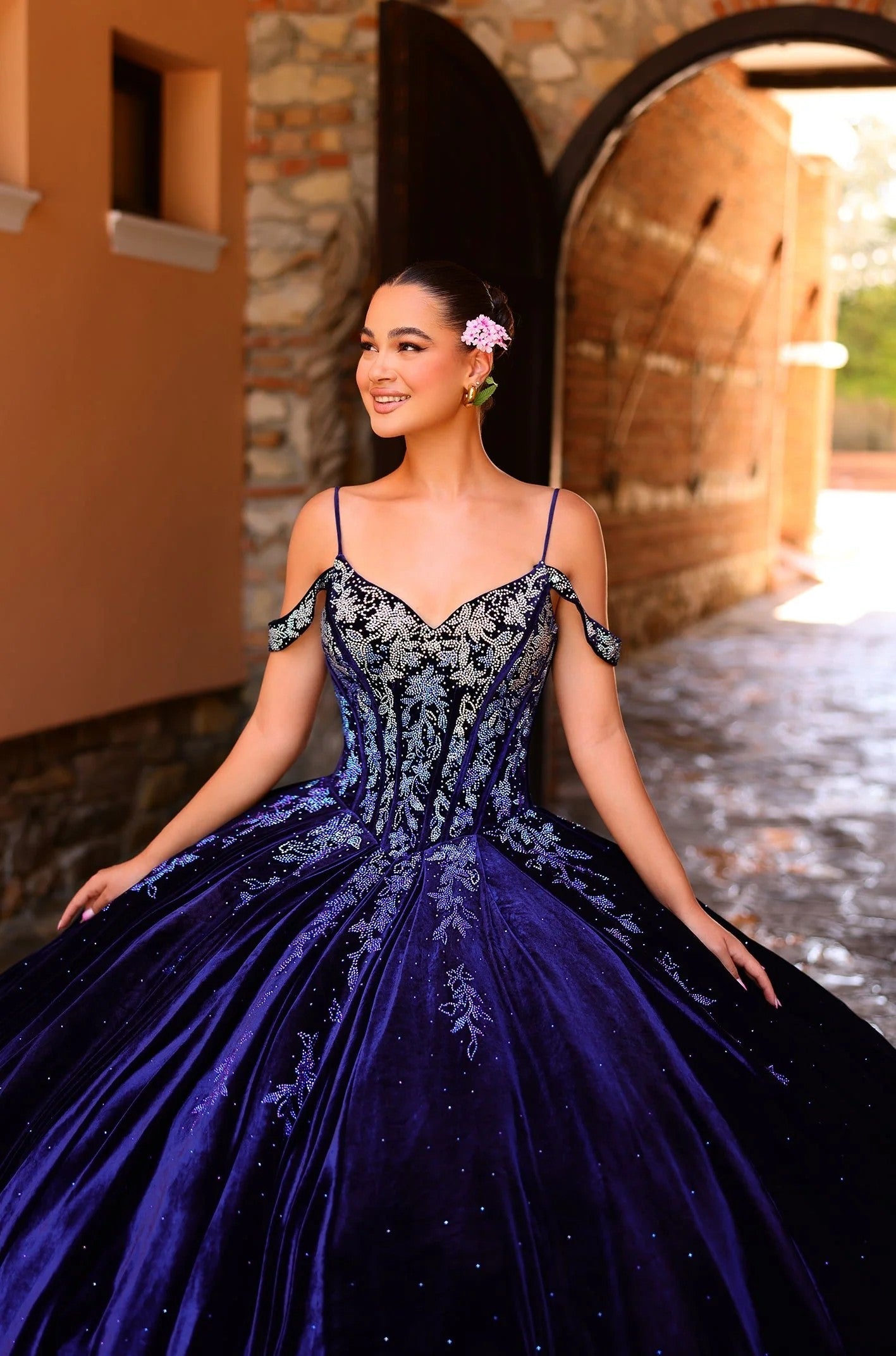 Quinceniera Dresses Long Beaded Sweet 16 Quinceanera Dress Navy