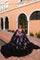 Quinceniera Dresses Floral Sequin Applique Long Ball Gown Cape Quinceanera Dress Black/Multi
