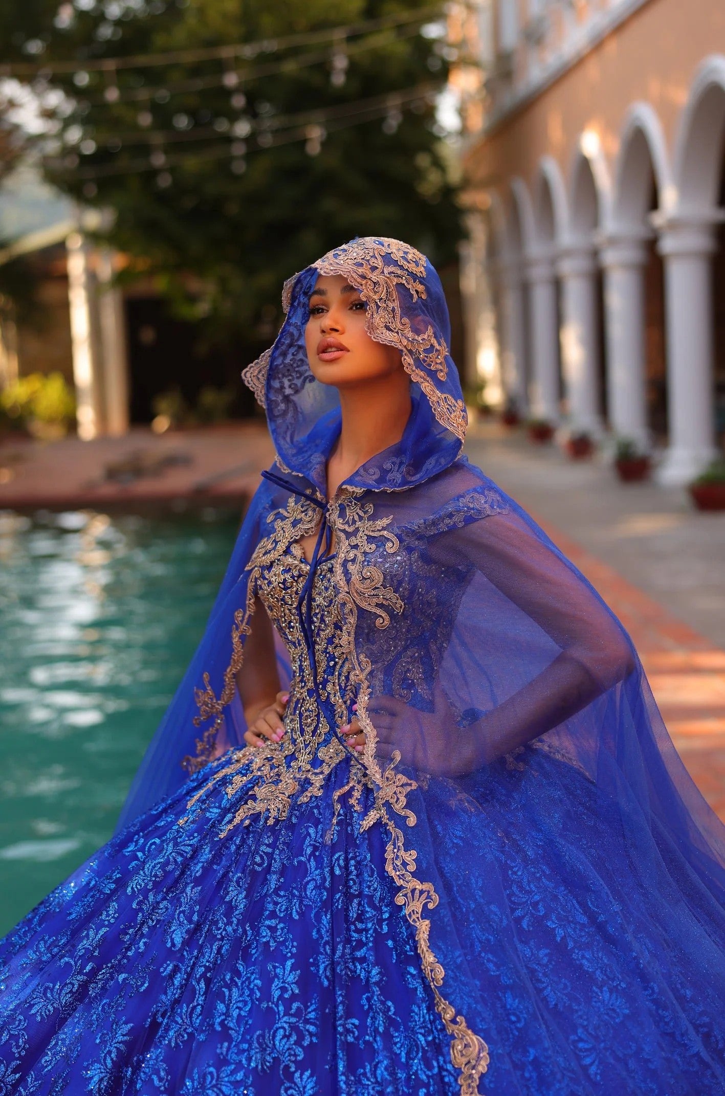 Ball Gowns Gold Royal Blue Quinceanera Dresses Royal Blue Glittering Quinceanera  Dresses With Ruffles Sweet 15