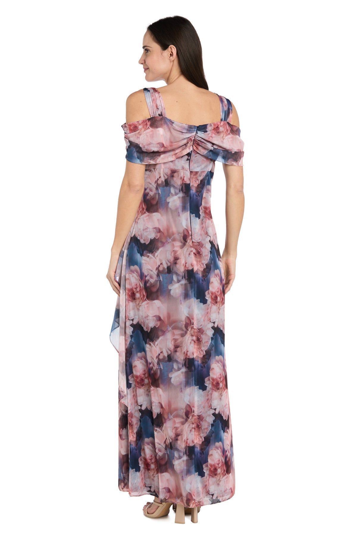 Cold-Shoulder Floor-Length Chiffon Formal Sheath/Column R&M Richards 5438