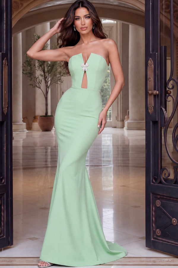 Strapless Curved Neck Floor-Length Scuba Prom Mermaid Jovani 54646