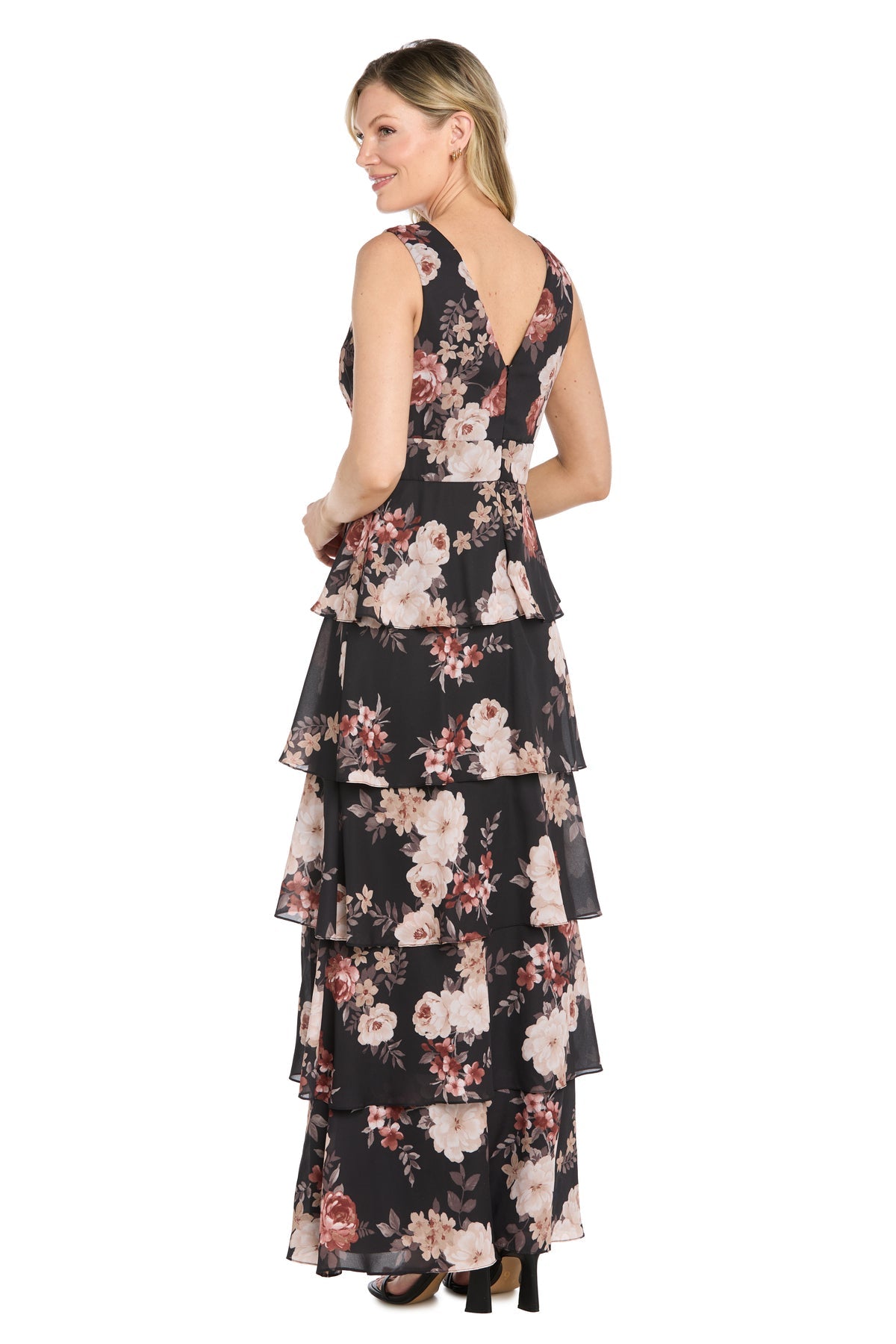 V-Neck Floor-Length Chiffon Formal A-Line R&M Richards 5466