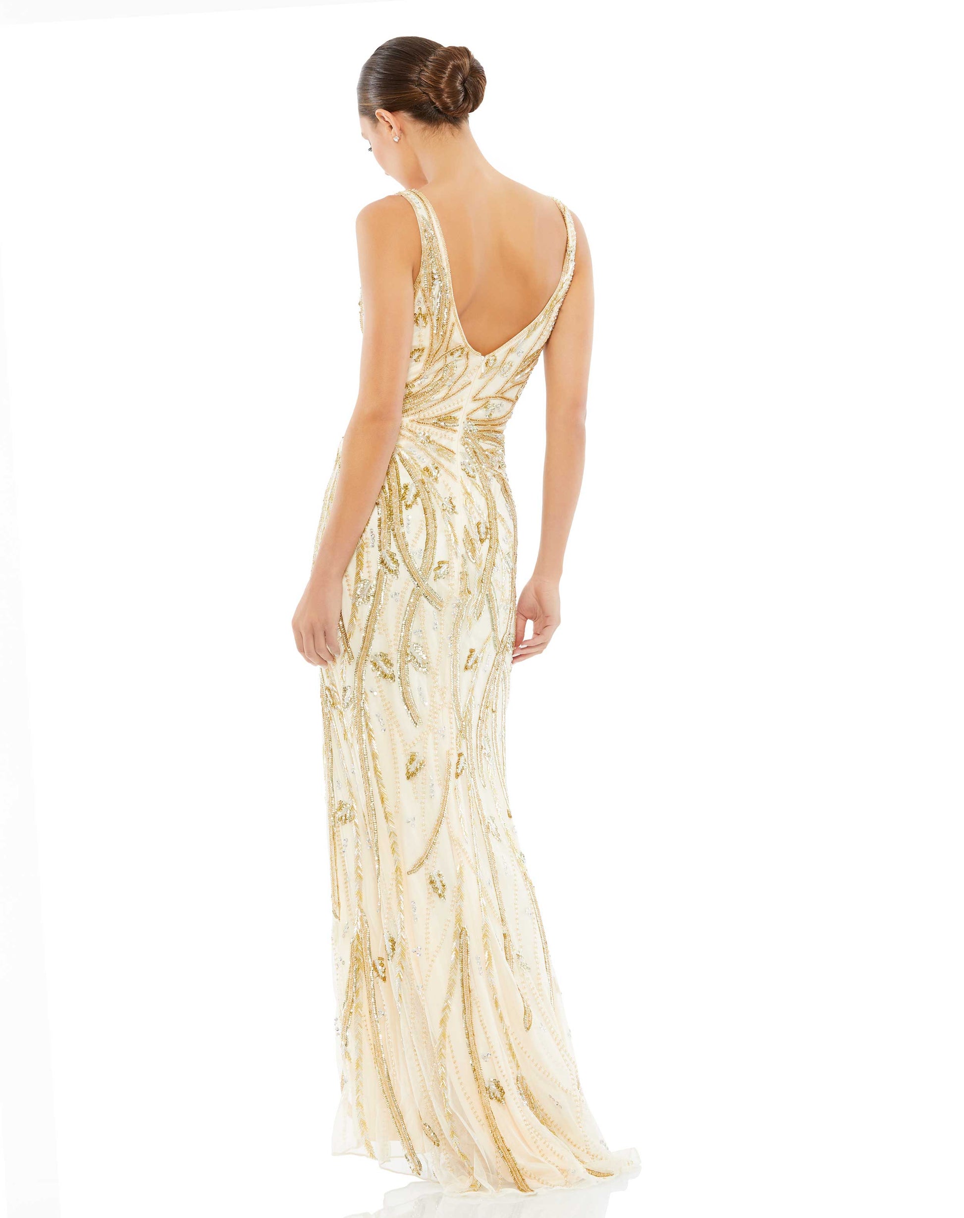 Mac Duggal 5478 Long Beaded Sequin Prom Formal Dress