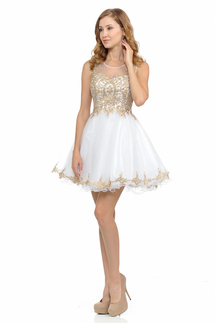 Prom Dresses A Line Short Homecoming Cocktail Dress Lenovia 8101 White