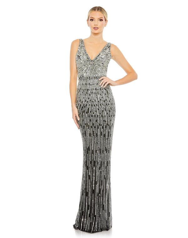 Long Sequin Dress Fitted Mac Duggal 5483