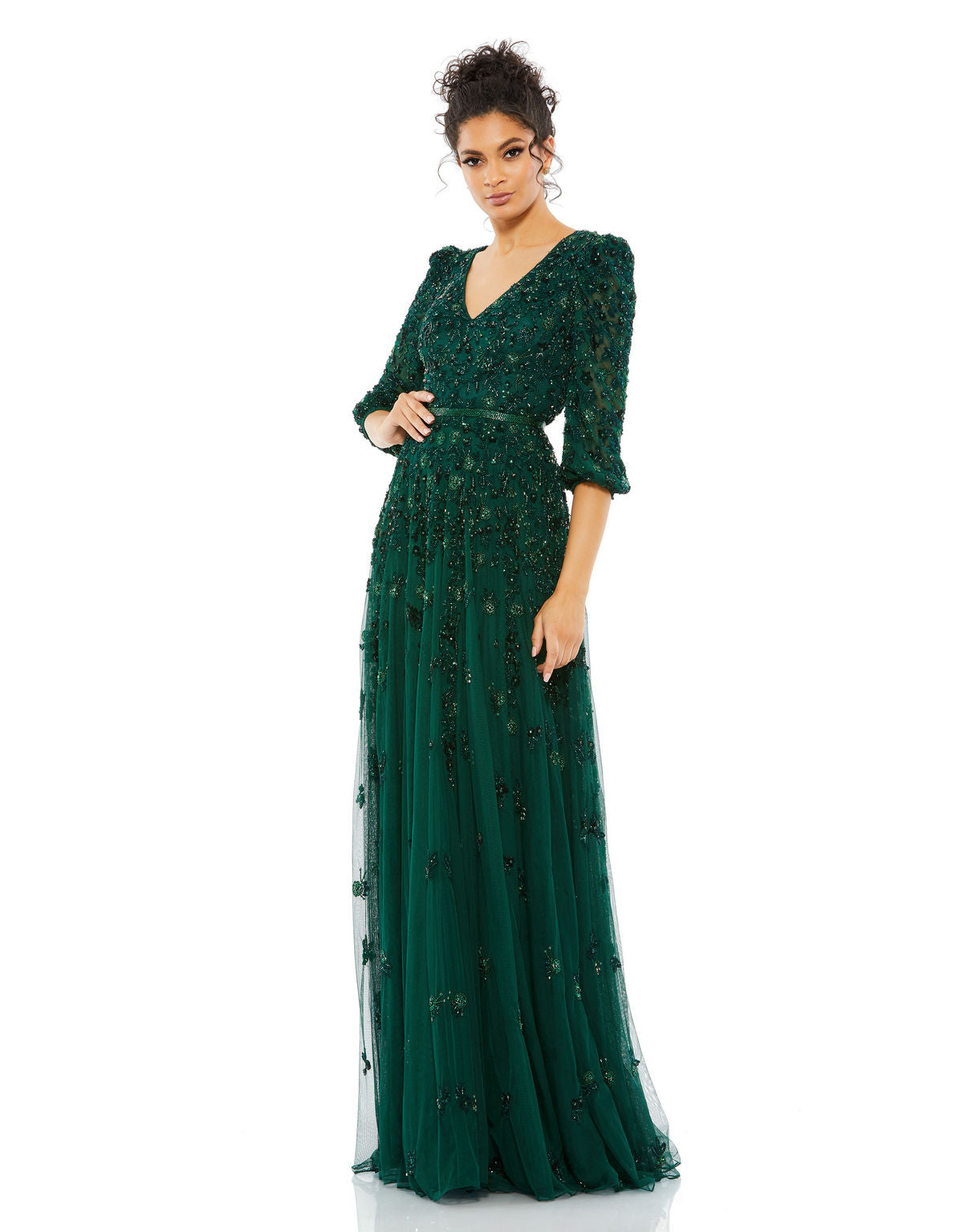 Floral Beaded Gown Long Mac Duggal 5497 Floral Beaded Gown Long Mac Duggal 5497