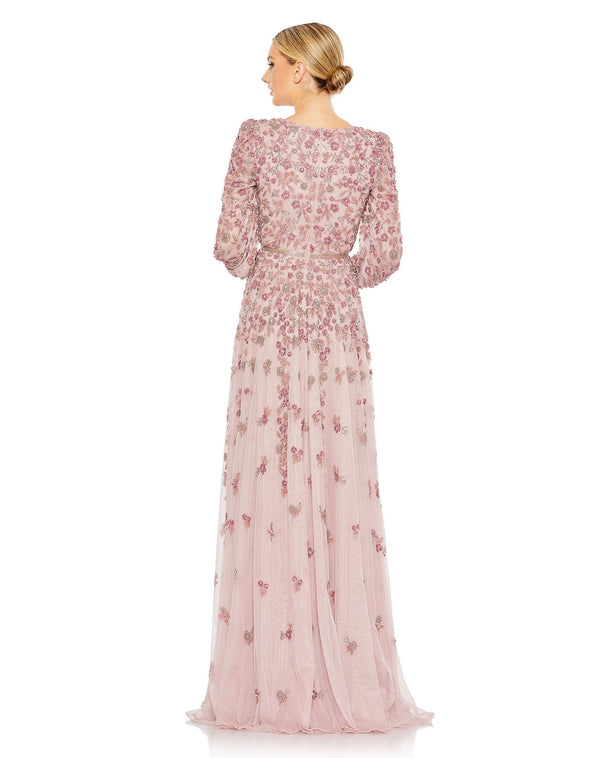 Formal Dresses Floral Beaded Formal Prom Long dress Rose