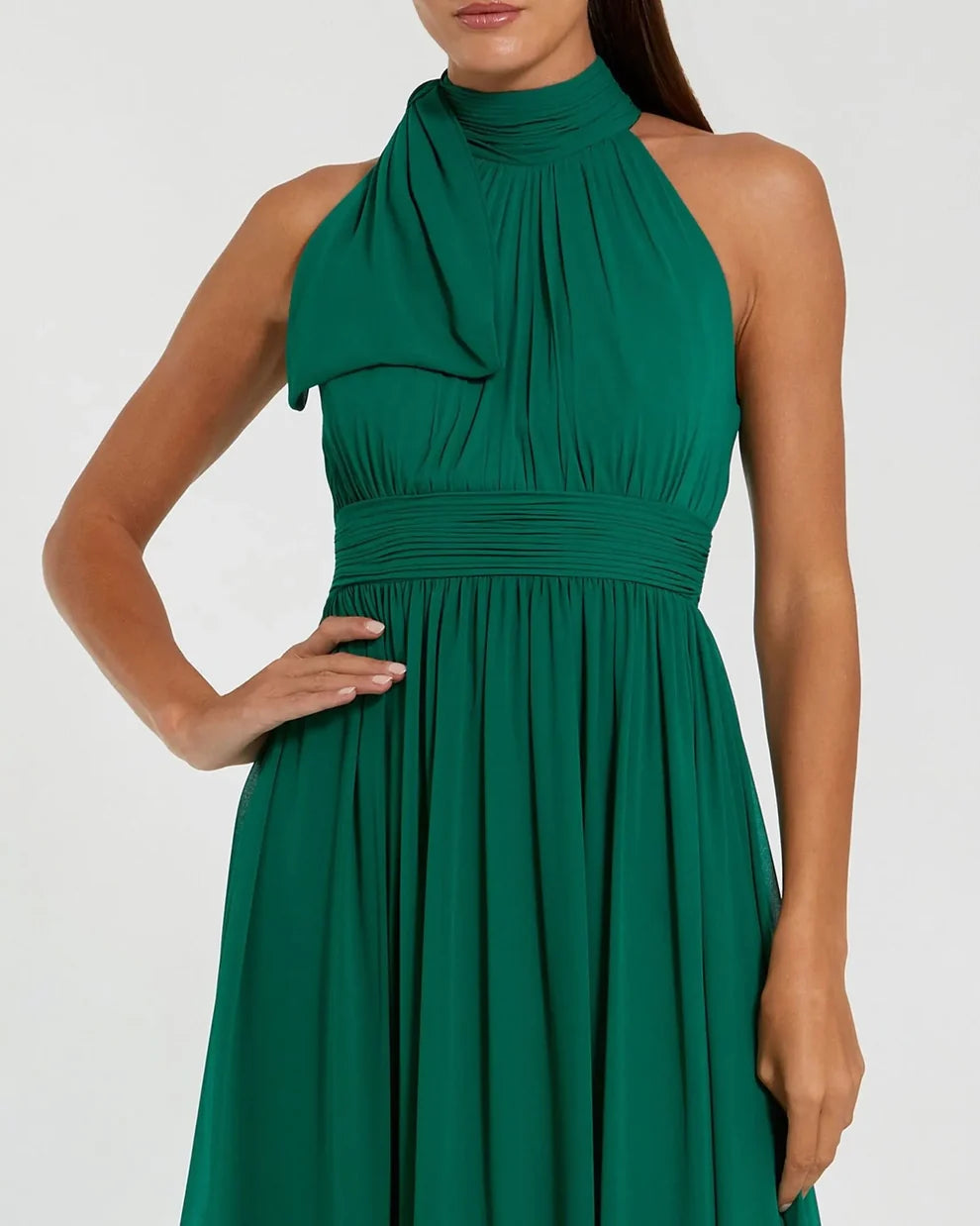 Mac Duggal Long Halter Chiffon Prom Dress 55035 - The Dress Outlet
