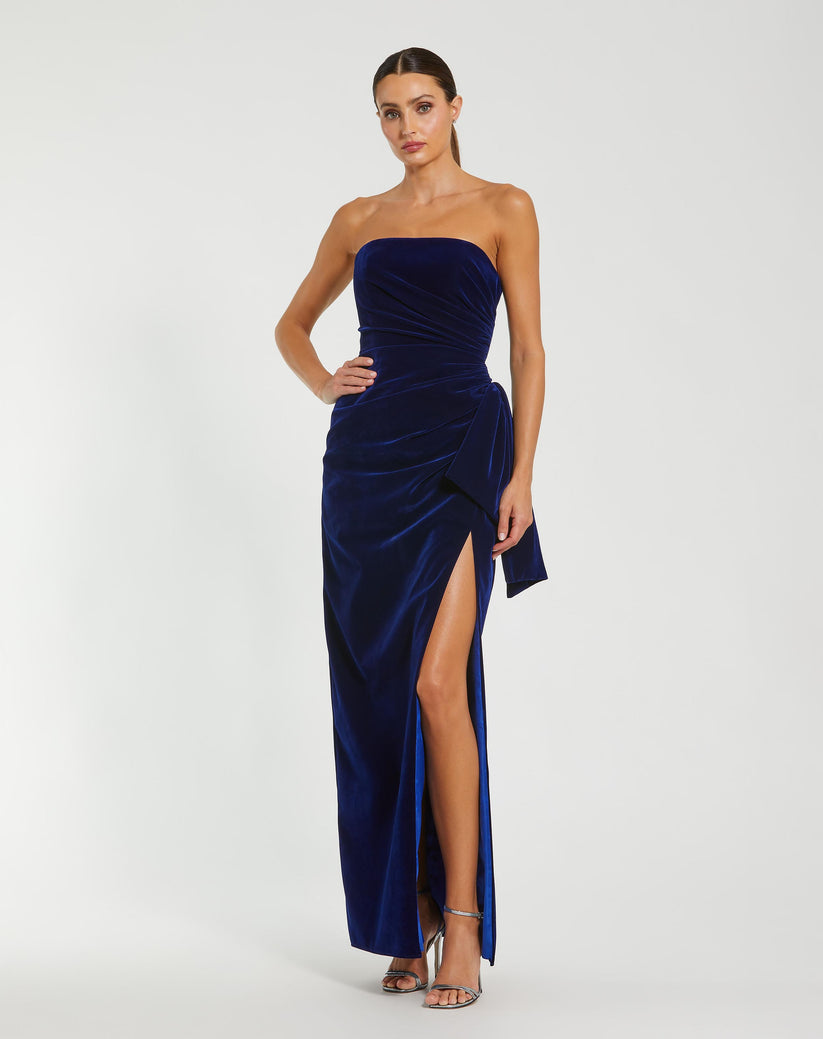 Mac Duggal 55080 Long Formal Fitted Velvet Prom Dress